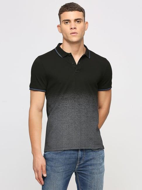 pepe jeans black regular fit ombre polo t-shirt