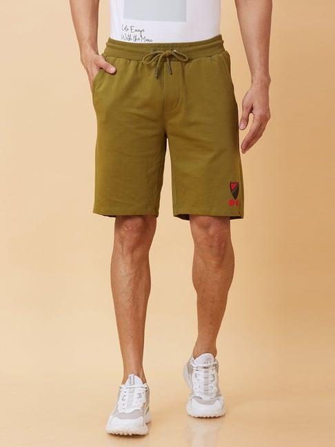 being human green regular fit shorts