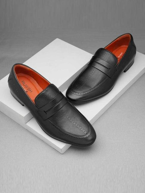 ruosh men's black formal loafers