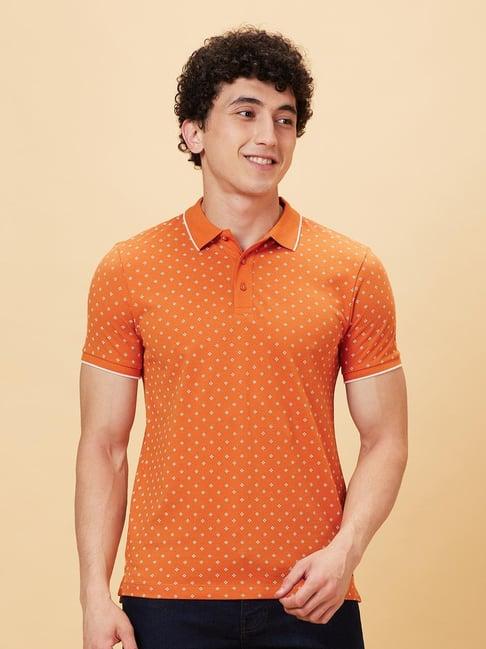 being human gold regular fit printed polo t-shirt