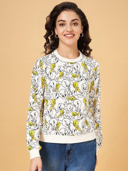 yu by pantaloons white printed sweatshirt