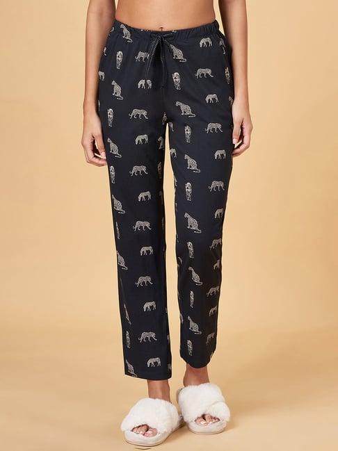 dreamz by pantaloons black cotton printed pyjamas