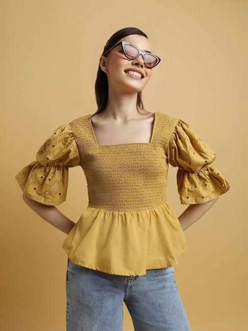 forever 21 yellow regular fit top