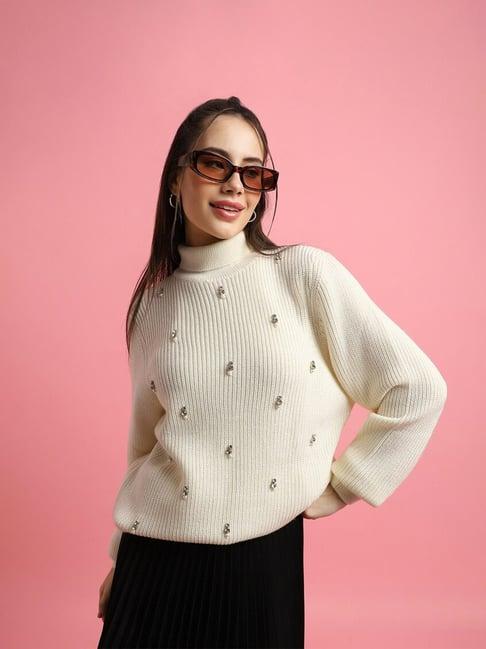 forever 21 beige embellished sweater