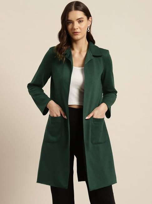 qurvii green fleece coat