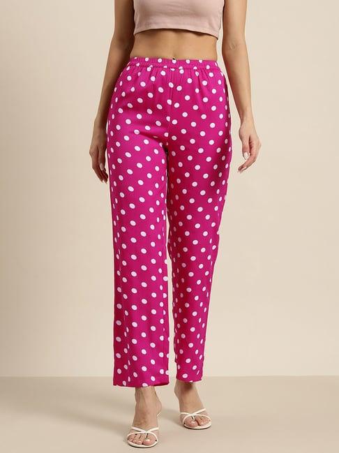 qurvii pink printed trousers