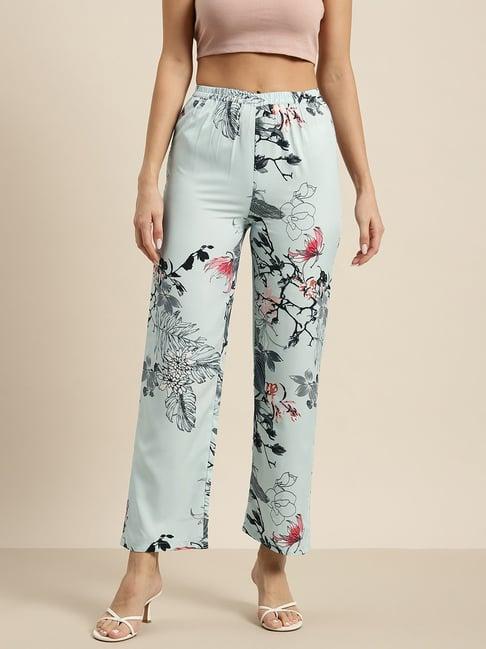 qurvii light blue floral print trousers