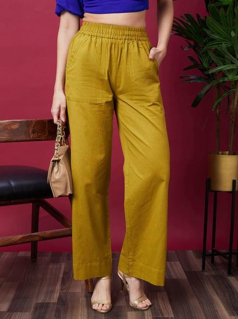 globus olive relaxed fit high rise parallel trousers