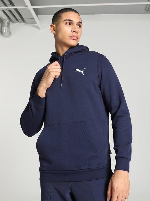 puma essentials blue regular fit hooded sweatshirt