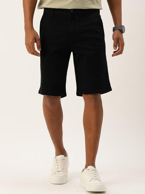 ivoc black regular fit denim shorts