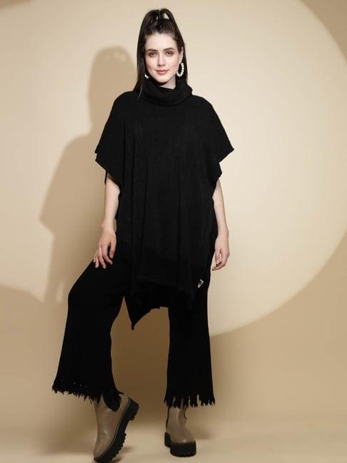 global republic black acrylic poncho