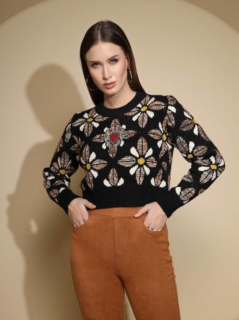 global republic black floral sweater