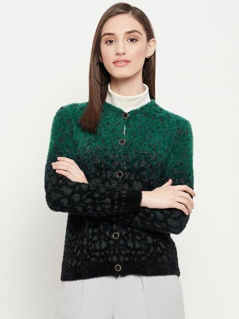 madame green & black printed cardigan