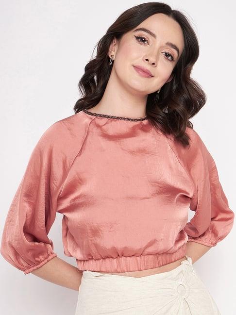 madame pink embellished crop top