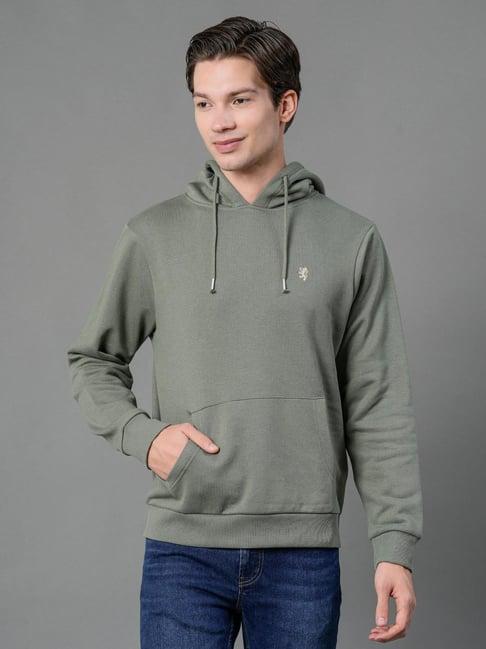 red tape light olive regular fit hooded sweatshirt