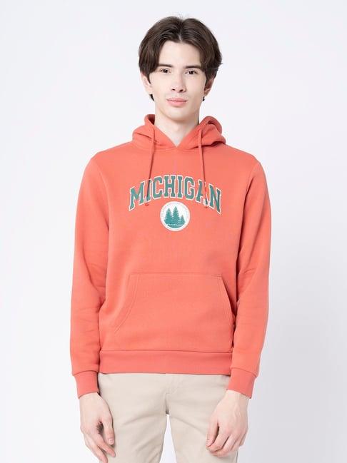 red tape coral regular fit graphic print hooded sweatshirt