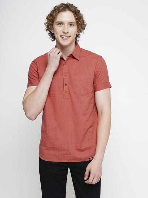 produkt by jack & jones red cotton slim fit shirt