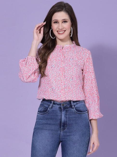 selvia pink floral print shirt