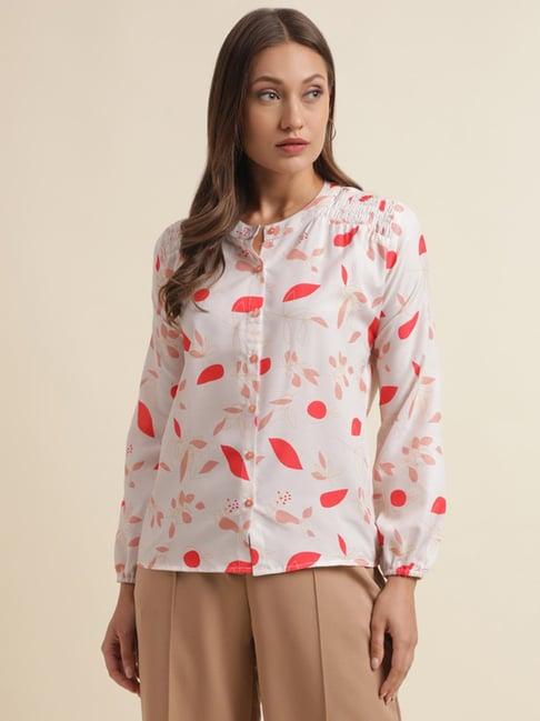 selvia cream floral print shirt