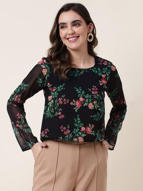 selvia black floral print top