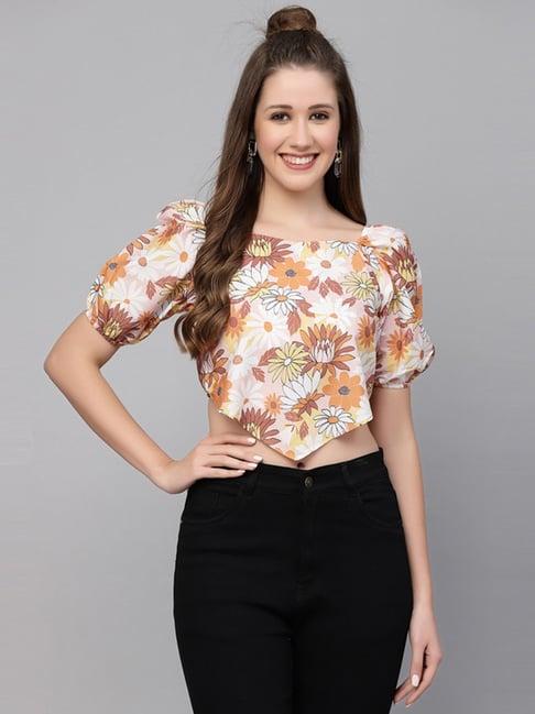 selvia multicolor floral print crop top