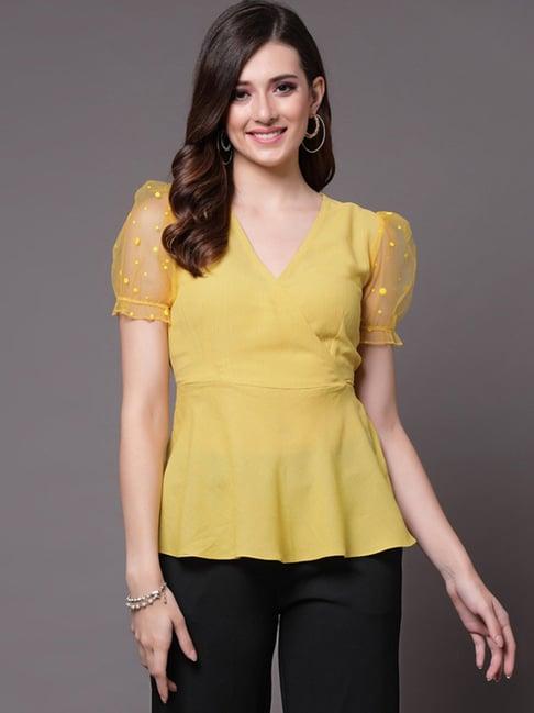 selvia yellow regular fit top