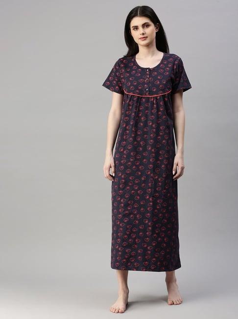 kryptic navy printed night dress