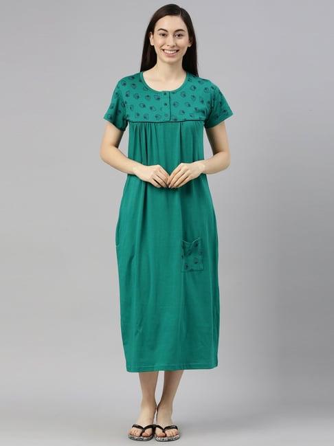 kryptic green printed night dress