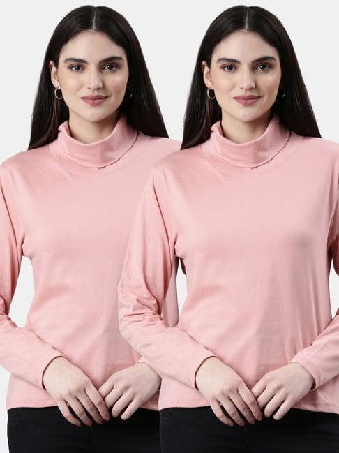 kryptic dusty pink cotton regular fit t-shirt (pack of 2)