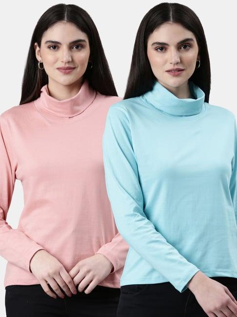 kryptic pink & aqua cotton regular fit t-shirt (pack of 2)