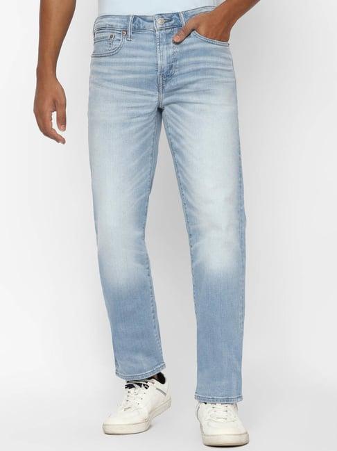 american eagle outfitters blue cotton straight fit jeans