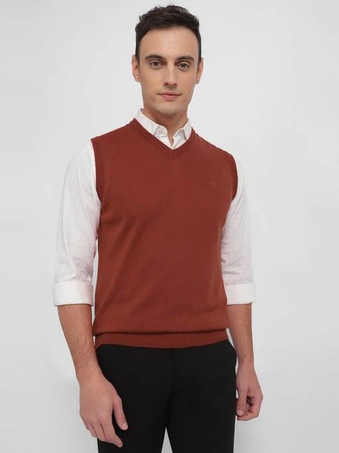 allen solly maroon regular fit sweater