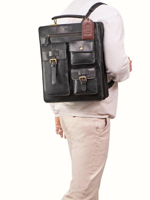 hidesign ei sustain 01 black leather solid backpack