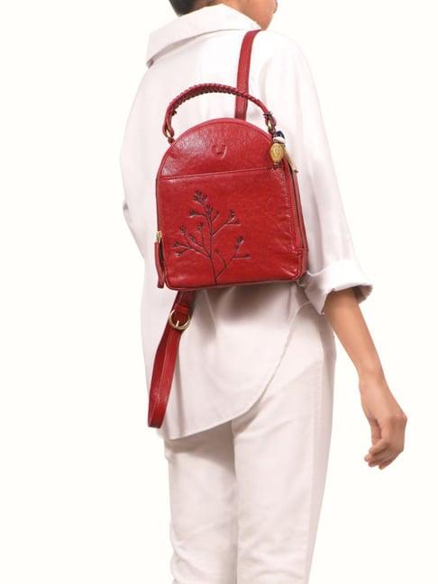 hidesign ei bloom 04 red leather textured backpack