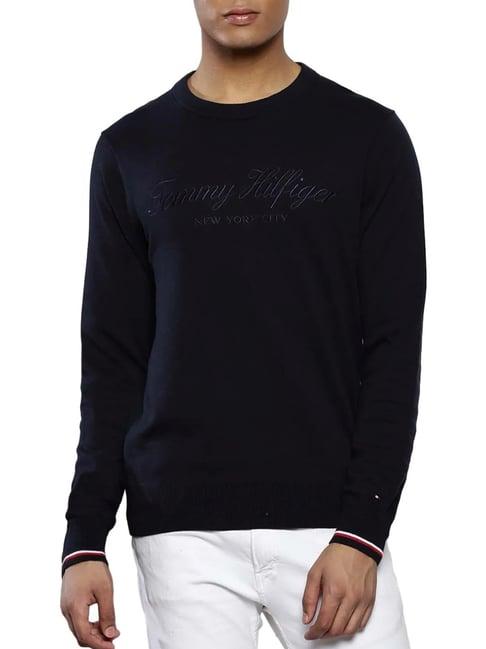 tommy hilfiger desert sky cotton regular fit embroidered sweater