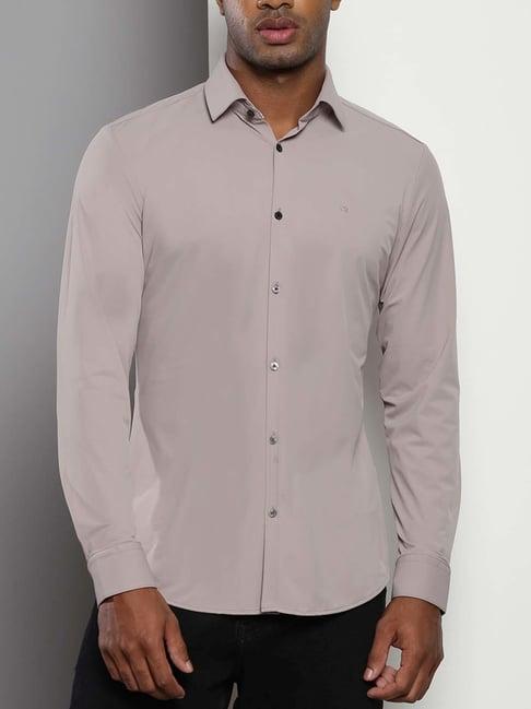 calvin klein plaza taupe slim fit shirt