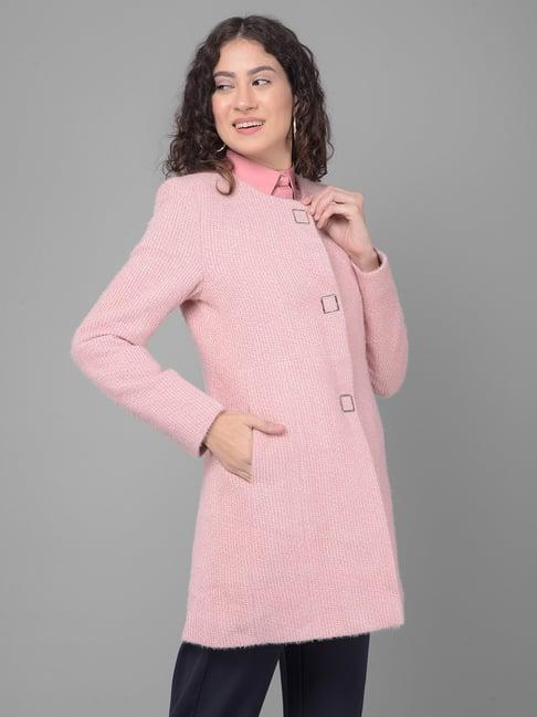 crimsoune club pink textured overcoat