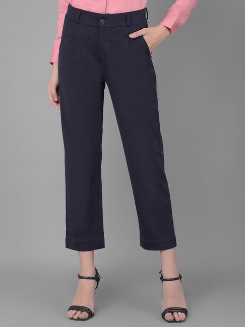 crimsoune club navy straight fit mid rise trousers