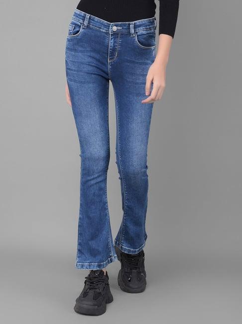 crimsoune club blue flared fit mid rise jeans