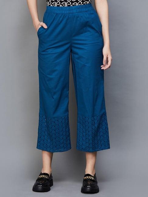 fame forever by lifestyle blue cotton flared pants