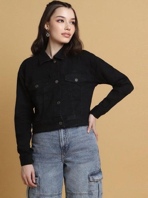 forever 21 black regular fit denim jacket