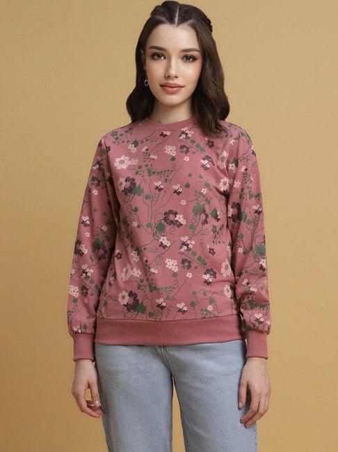 forever 21 pink floral print sweatshirt