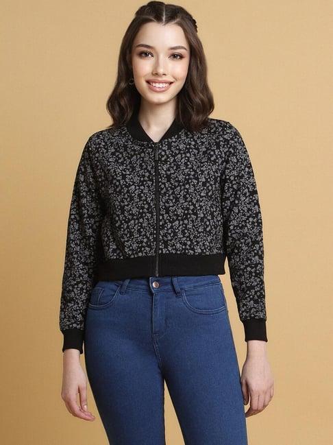 forever 21 black floral print sweatshirt