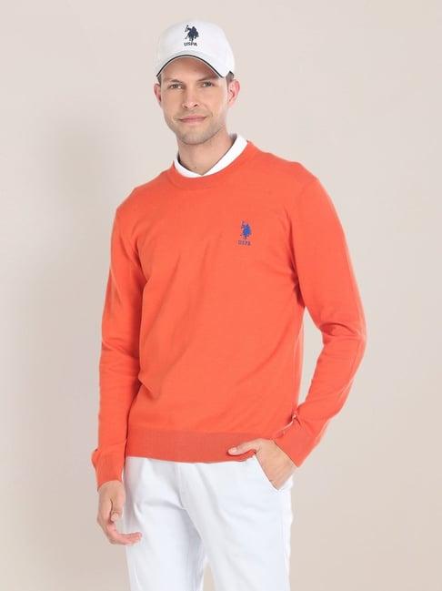 u.s. polo assn. orange regular fit sweater