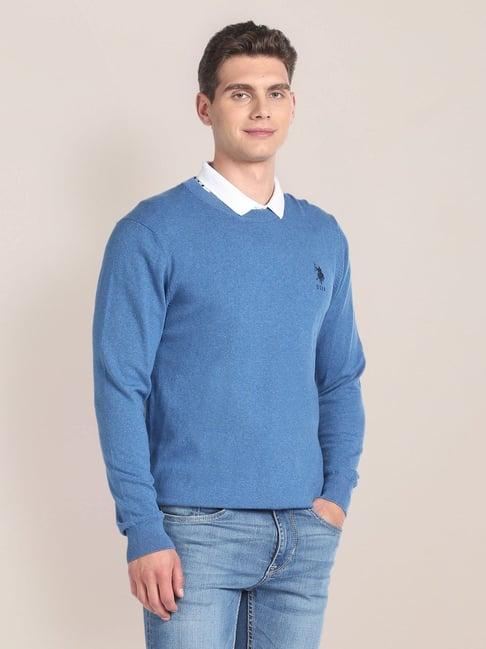 u.s. polo assn. blue regular fit sweater