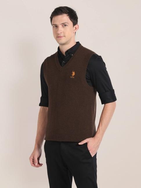 u.s. polo assn. coffee brown regular fit sweater