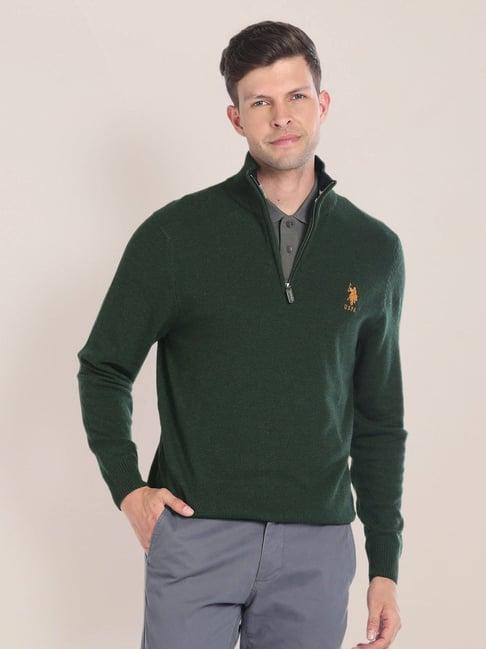 u.s. polo assn. bottle green regular fit sweater