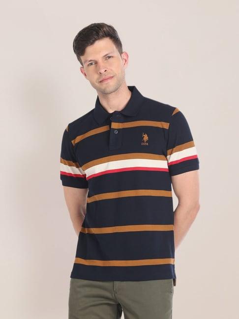 u.s. polo assn. mid navy regular fit striped polo t-shirt