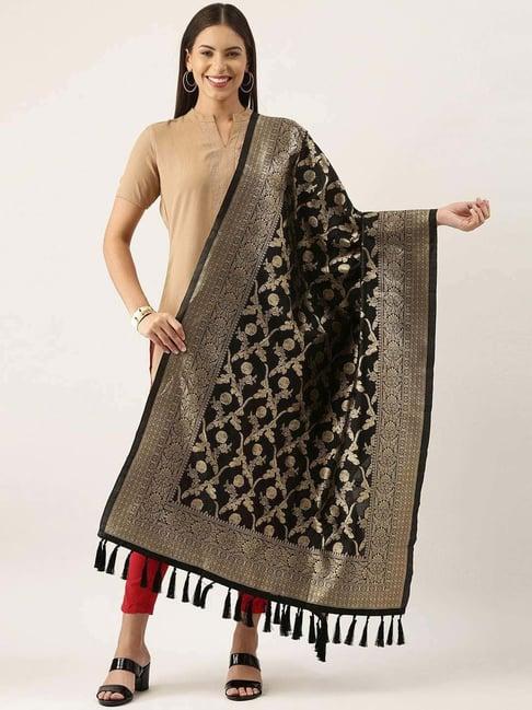 silk land black woven pattern dupatta