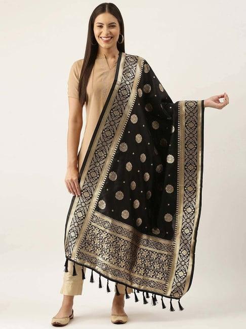 silk land black woven pattern dupatta